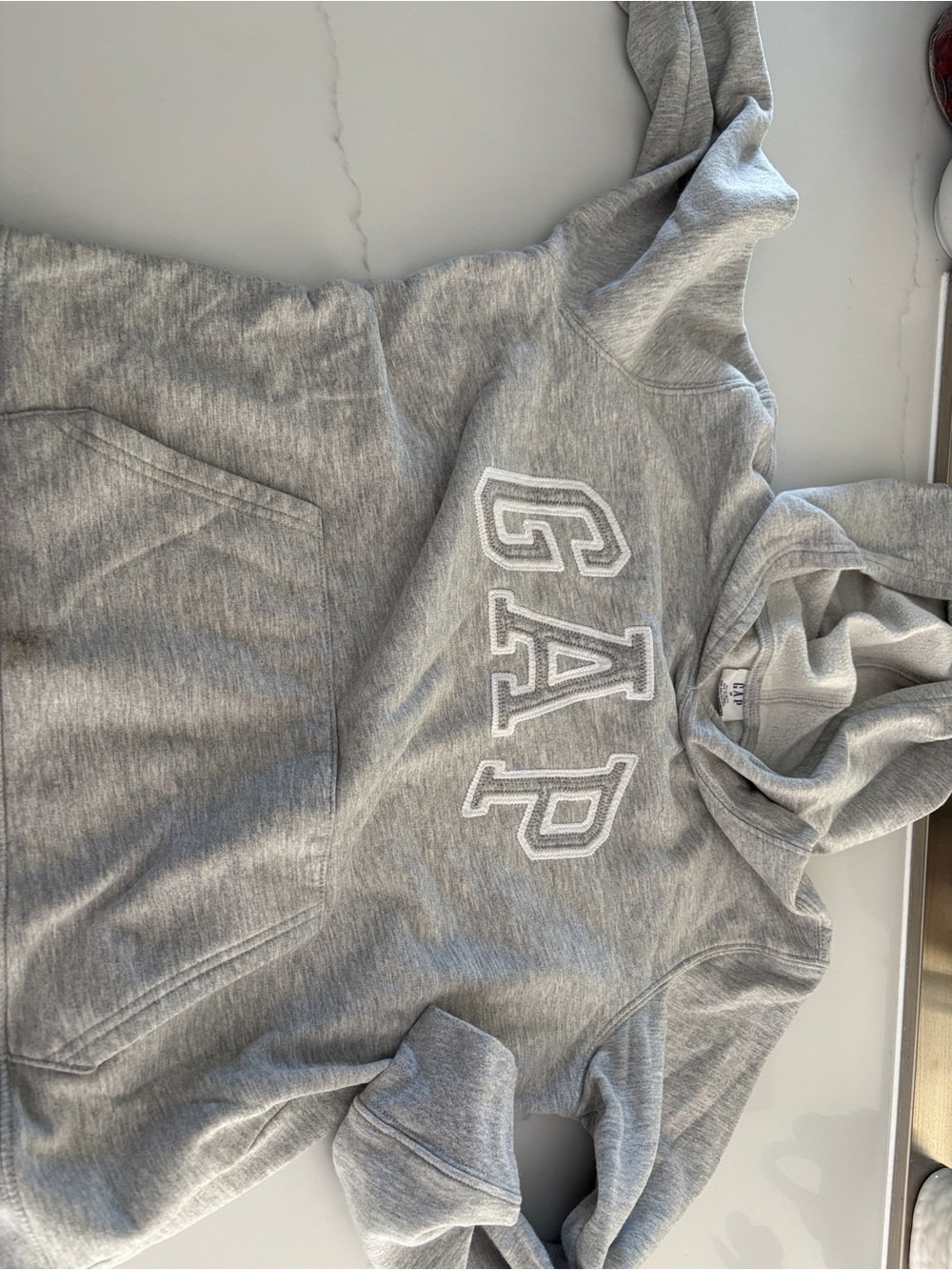 GAP Light Gray Pullover Hoodie with White Logo